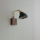 Antique walnut and brass clear glass wall light stair sconce