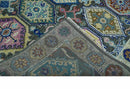 Antique look Charcoal And beige Hand knotted Custom Made wool Area Rug