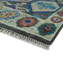 Antique look Charcoal And beige Hand knotted Custom Made wool Area Rug