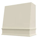Antique White Wood Range Hood With Angled Front and Decorative Trim - 30", 36", 42", 48", 54" and 60" Widths Available
