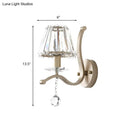 Antiqued gold crystal prism wall mount light – bedroom sconce