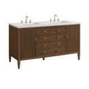 James Martin Myrrin 60" Double Bathroom Vanity, Mid-Century Walnut