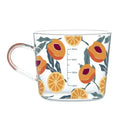 Apricot and orange pattern 500ml glass mug for kitchen breakfast