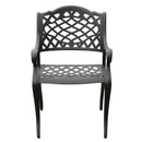 Aluminum 7pc Black Round Patio Dining Set, Lazy Susan, Six Chairs