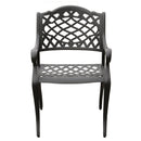 Aluminum 7pc Black Hexagon Patio Dining Set, Lazy Susan, Six Chairs