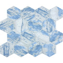 aquatica aspen bark series 3 hexagon on 11.75x10.25 mesh glass pool tile TASBARKASPENHEX 16 tiles top view