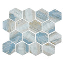 aquatica bay bark series 3 hexagon on 11.75x10.25 mesh glass pool tile TASBARKBAYHEX 16 tiles top view