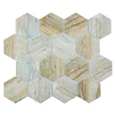 aquatica cinnamon bark series 3 hexagon on 11.75x10.25 mesh glass pool tile TASBARKCINNHEX 16 tiles top view