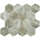 aquatica linden bark series 3 hexagon on 11.75x10.25 mesh glass pool tile TASBARKLINDENHEX 16 tiles top view