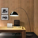 Arched black aluminum shade floor lamp for living room