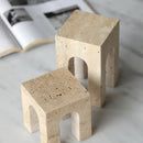 Architectural beige travertine coffee table cabinet living room stool