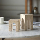 Architectural beige travertine coffee table cabinet living room stool