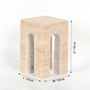 Architectural beige travertine coffee table cabinet living room stool