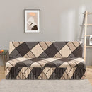 Argyle beige & dark gray elastic armless futon sofa cover living room