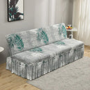 Argyle beige & dark gray elastic armless futon sofa cover living room