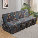 Argyle beige & dark gray elastic armless futon sofa cover living room