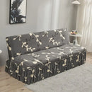 Argyle beige & dark gray elastic armless futon sofa cover living room