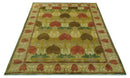 Art and Craft Design Olive Green And Brown Hand Knotted 8x10 Wool Area Rug