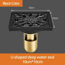 Art carved black brass & gold shower drain cover bathroom grate