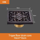 Art carved black brass & gold shower drain cover bathroom grate