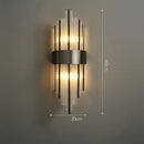 Art deco black & gold stainless wall sconce bedroom ribbed glass