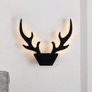 Art deco black & white antler light fixture bedroom wall sconce