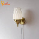 Art deco chrome & gold cream glass led wall lamp bedroom