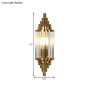 Art deco gold finish wall light with crystal prisms living room