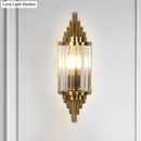 Art deco gold finish wall light with crystal prisms living room