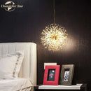 Art deco golden crystal star led chandelier living room pendant light