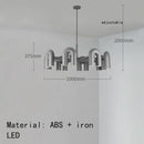 Art deco metal industrial chandelier – black & orange dining room light