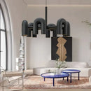 Art deco teal metal 3 light pendant – dining room chandelier