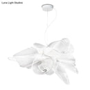 Art deco white floral chandelier dining room light with chain cord