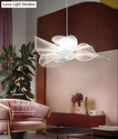 Art deco white floral chandelier dining room light with chain cord