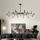 Art pendant chandelier black metal slender arm light living room