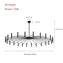 Art pendant chandelier black metal slender arm light living room