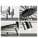 Art pendant chandelier black metal slender arm light living room