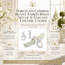 Porcelain Climbing Bunny Napkin Rings - Set of 4