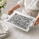Running Rabbit Glass Top Serving Tray