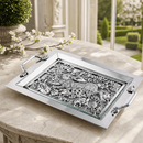 Running Rabbit Glass Top Serving Tray