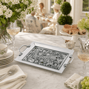 Running Rabbit Glass Top Serving Tray