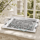 Running Rabbit Glass Top Serving Tray
