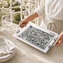 Running Rabbit Glass Top Serving Tray