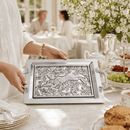 Running Rabbit Glass Top Serving Tray