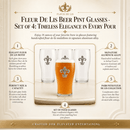 Fleur de Lis Beer Pint Glasses - Set of 4