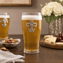 Fleur de Lis Beer Pint Glasses - Set of 4