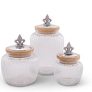 Fleur De Lis Knob Glass Canisters
