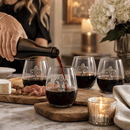 Fleur de Lis Stemless Wine Glasses - Set of 4
