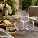 Fleur de Lis Stemless Wine Glasses - Set of 4