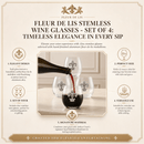 Fleur de Lis Stemless Wine Glasses - Set of 4